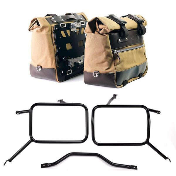 Unit Garage U203C+3172 Pair of Cult side bags in Canvas 40L - 50L + Pair of aluminum plates + Frames for Atlas aluminum side panniers Triumph Street Scrambler 900 (2026 until now)
