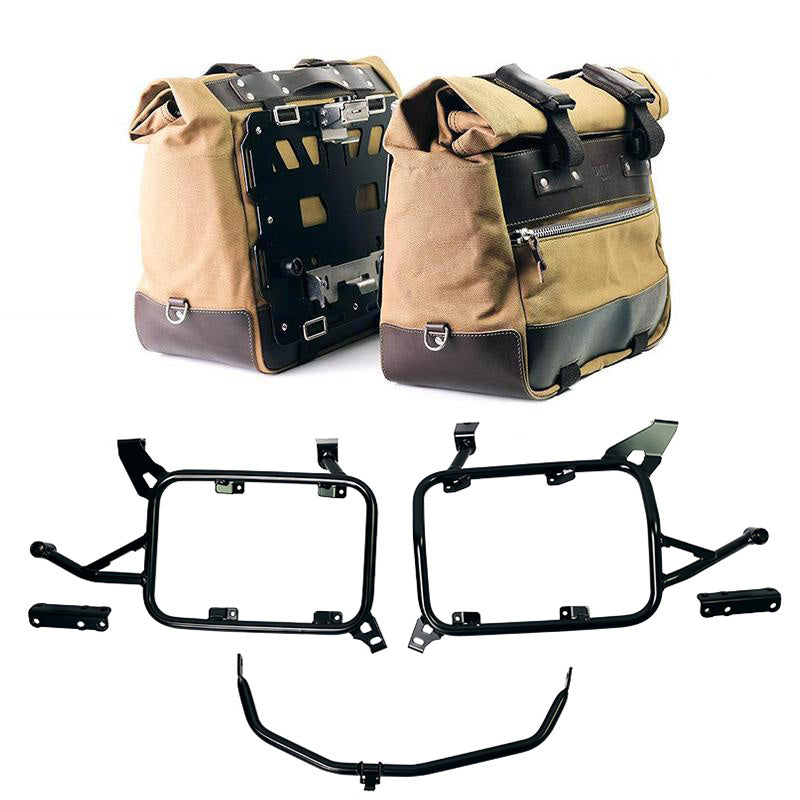 Unit Garage U203C+4552 Pair of Cult side bags in Canvas 40L - 50L + Pair of aluminum plates + Inox Subframe for Aluminium side panniers BMW F850GS and ADV