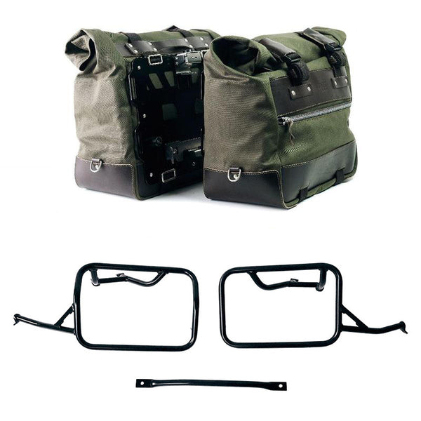 Unit Garage U203C+4303 Pair of Cult side panniers in Canvas 40L - 50L + Pair of aluminum plates + Subframes for aluminum side panniers Atlas BMW R12 NineT