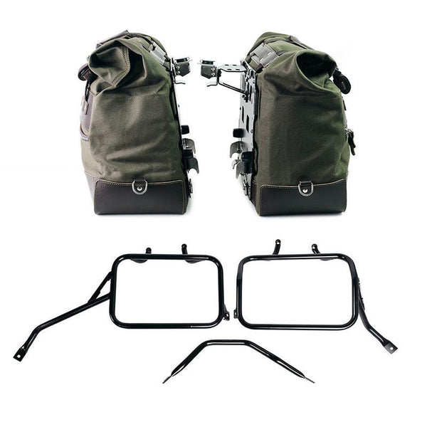 Unit Garage U203C+4202_BL Pair of Cult side bags in Canvas 40L - 50L + Pair of aluminum plates + Subframes for aluminum side panniers Atlas for Triumph Scrambler 400 X