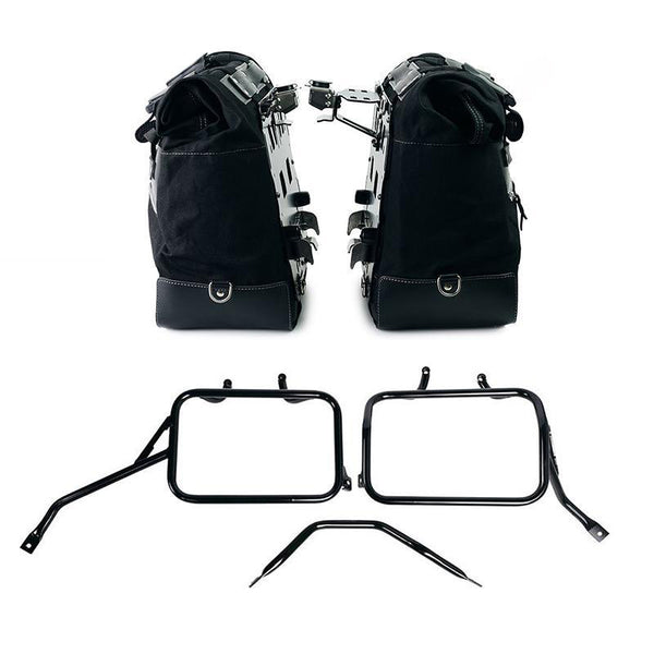 Unit Garage U203C+4202_BL Pair of Cult side bags in Canvas 40L - 50L + Pair of aluminum plates + Subframes for aluminum side panniers Atlas for Triumph Scrambler 400 X