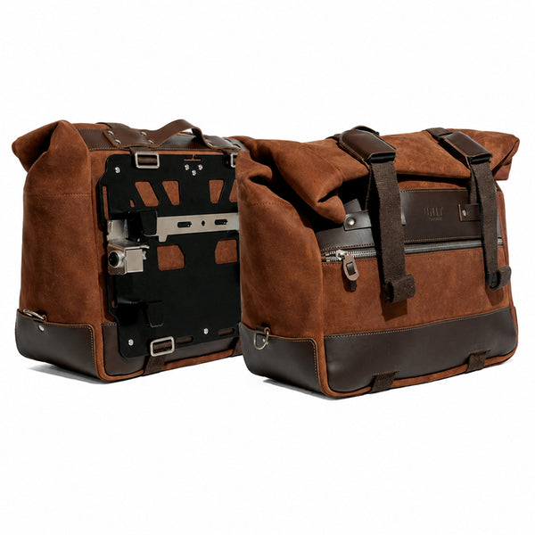 Unit Garage U204CP Pair of Cult side bags in split leather, 40L – 50L + Pair of aluminium plates for BMW R1300GS ADV