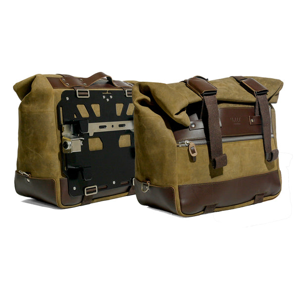 Unit Garage U204CP Pair of Cult side bags in split leather, 40L – 50L + Pair of aluminium plates for BMW R1300GS ADV
