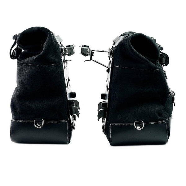 Unit Garage U204C+4182 Pair of Cult side panniers in waxed suede with aluminium back plate + pair of stainless steel quick release system and lock + Subframes for aluminum side panniers Atlas Honda Transalp 750 (2023 until now)