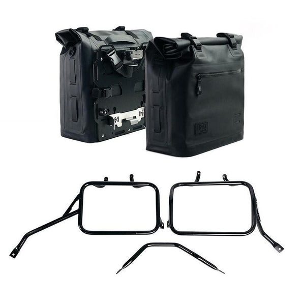 Unit Garage 2xUG002+AL0C+4202_BL Two Khali side panniers in TPU 35L-45L + Pair of aluminium plates + Subframes for aluminum side panniers Atlas for Triumph Scrambler 400 X