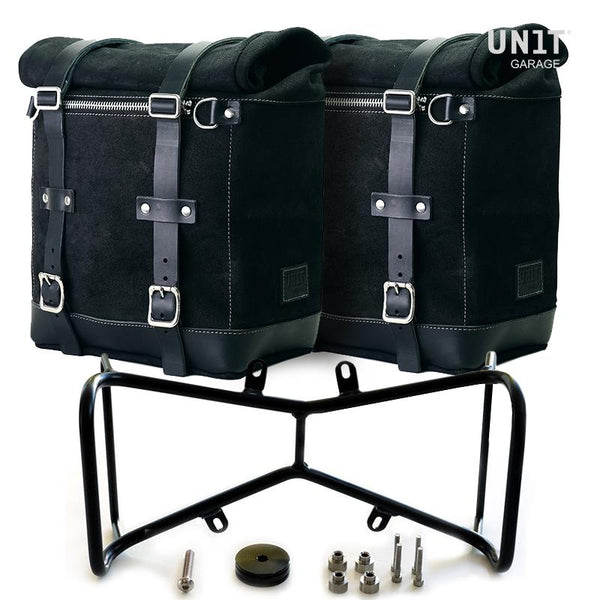 Unit Garage 2xU202+1632+A2 Two Waxed suede side panniers Scram 22L-30L + Symmetrical Double Subframe NineT