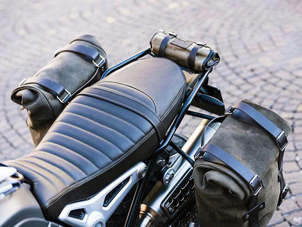 Unit Garage 2xU002+1626+A2 Two Waxed suede Side Panniers + Double Subframe NineT