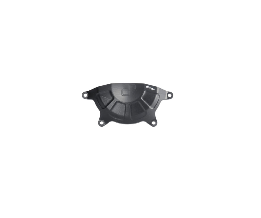 LighTech ECPBM002NER black left-side aluminium alternator-case protector; individual component view.