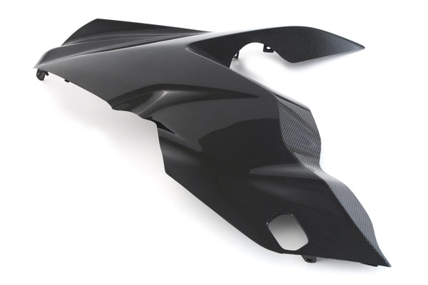 MOTOCORSE Fairing side panel - upper left extension Trama del carbonio e finitura superficiale
