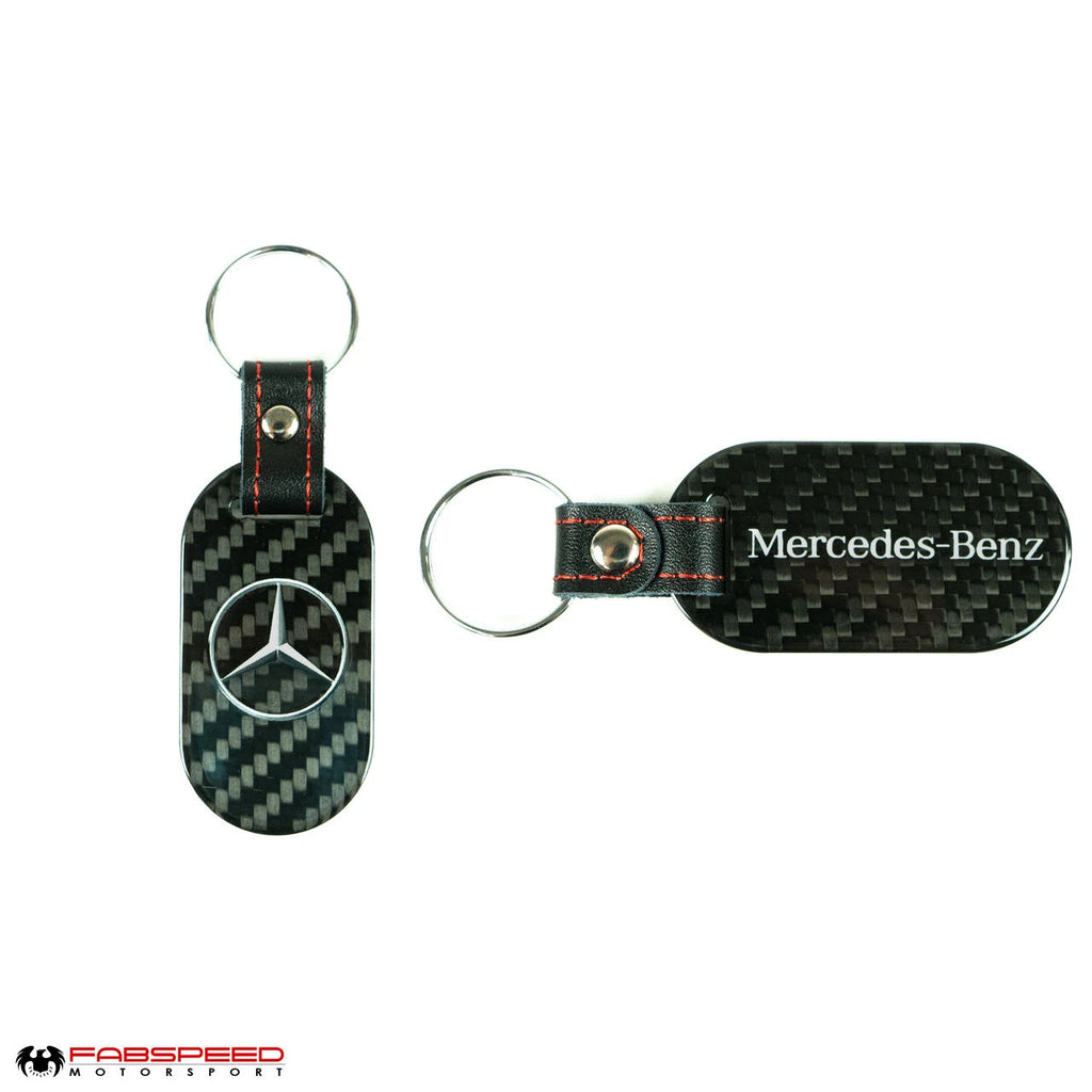 FABSPEED Mercedes Silver Star & Script Carbon Fiber Keyring
