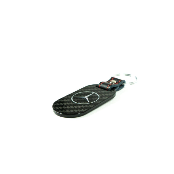 FABSPEED Mercedes Silver Star & Script Carbon Fiber Keyring