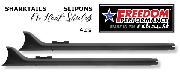 Freedom Performance HARLEY TOURING SHARKTAIL 2 1/8" SLIP-ONS "NO HEAT-SHIELDS" *FITS 95-Present*