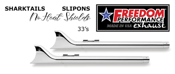 Freedom Performance HARLEY TOURING SHARKTAIL 2 1/8" SLIP-ONS "NO HEAT-SHIELDS" *FITS 95-Present*