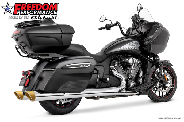 INDIAN 4.5" 2-STEP SLIP-ONS ONLY FOR CHALLENGER/PURSUIT, CHIEFTAIN/ROADMASTER, SPRINGFIELD BAGGERS BUNDLE official image