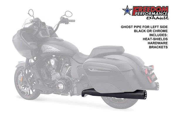 Freedom Performance INDIAN CHIEFTAIN / ROADMASTER / SPRINGFIELD / CHALLENGER/ PURSUIT / ELITE W/ HARD BAGS 2-INTO-1 "LEFT-SIDE ONLY" GHOST PIPE 2014-PRESENT