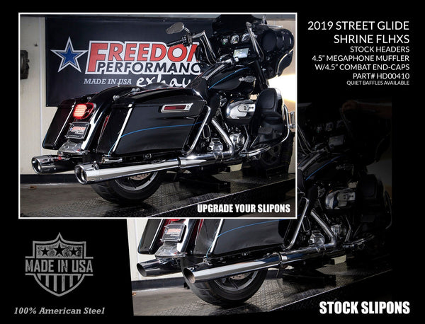 Freedom Performance HARLEY TOURING AMERICAN OUTLAW & COMBAT FLUTED 4.5" MEGAPHONE SLIP-ONS BUNDLE 1995-PRESENT
