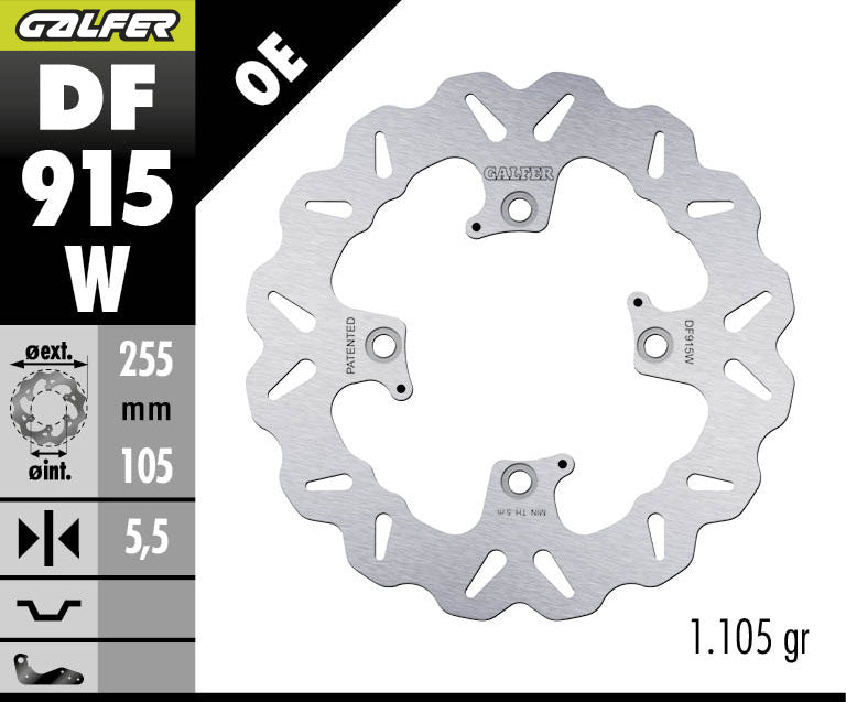 GALFER DF915W Wave Brake Disc Fixed 255 x 5,5 mm