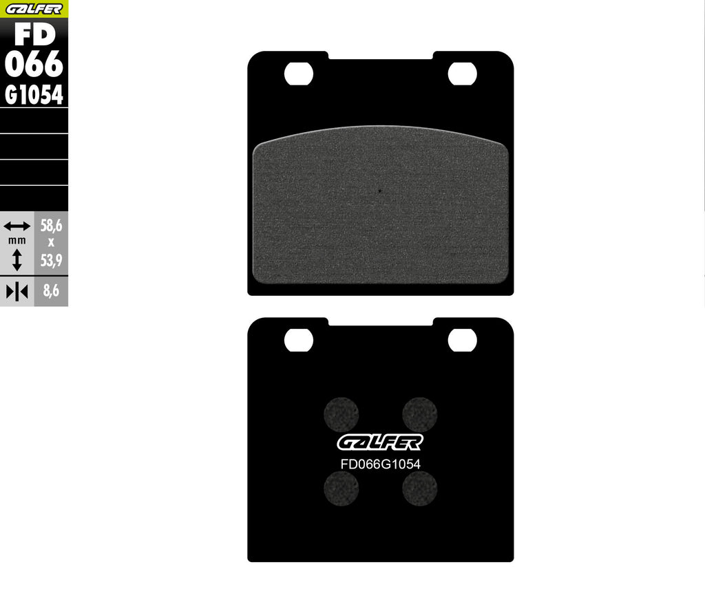 GALFER FD066G1054 semi-metallic brake pads, 58.6 x 53.9 x 8.6 mm