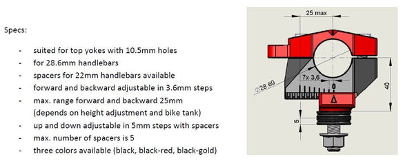 2DGT adjustable handlebar brackets with ABK-16 black