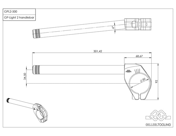 Handlebars GP-LIGHT 2 500 black - GPL2-500.b