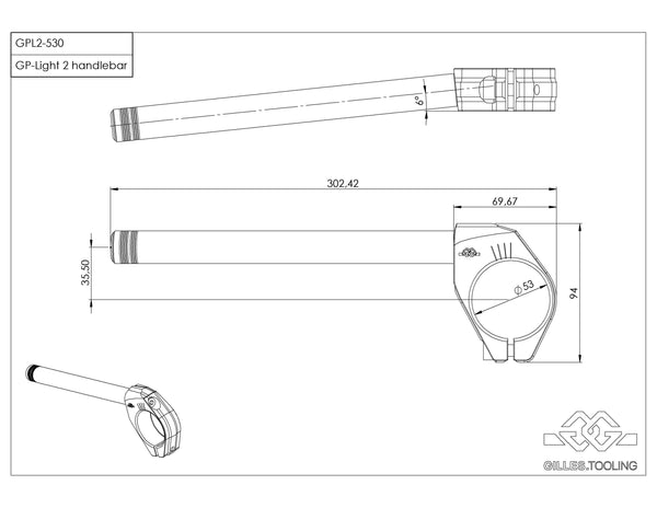 Handlebars GP-LIGHT 2 530 black - GPL2-530.b