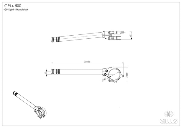 Handlebars GP-LIGHT 4 500 black - GPL4-500-B