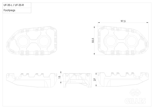 Tech-X Enduro replacement footrest, rider, black