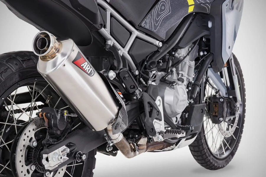 ZARD Exhaust Euro 5 Slip-On CFMoto IBEX 450 MT 2024- Stainless Steel With Carbon Heat Shield