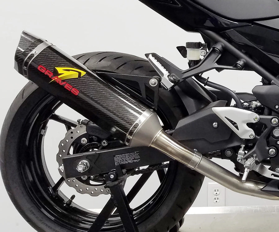 Graves Motorsports Kawasaki Ninja 400 + Ninja 500 Cat Back Slip-on Exhaust Carbon