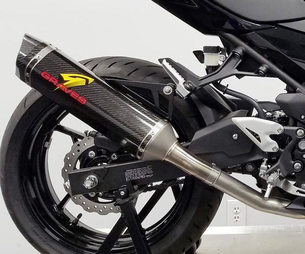 Graves Motorsports Kawasaki Ninja 400 + Ninja 500 Cat Back Slip-on Exhaust Carbon