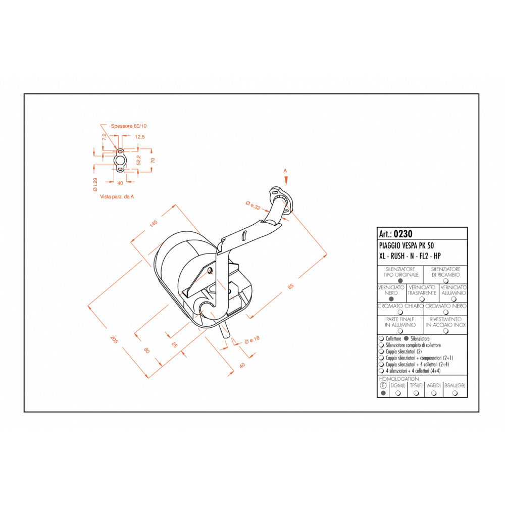 LeoVince SITO 0230 — VESPA HP/PK 50/XL/RUSH/N/FL2