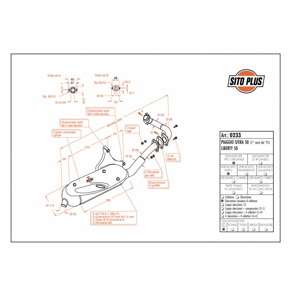 LeoVince SITOPLUS 0233 — PIAGGIO LIBERTY 50 1995 >