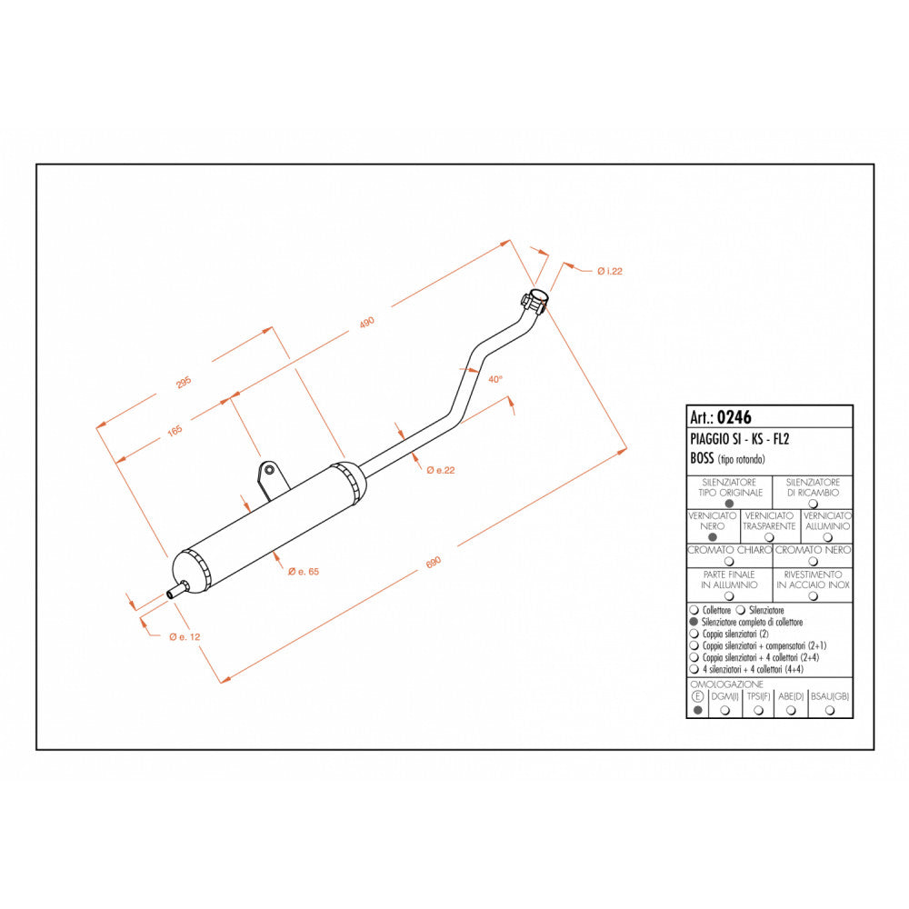 LeoVince SITO 0246 — PIAGGIO SI/KS/FL2/BOSS round shape