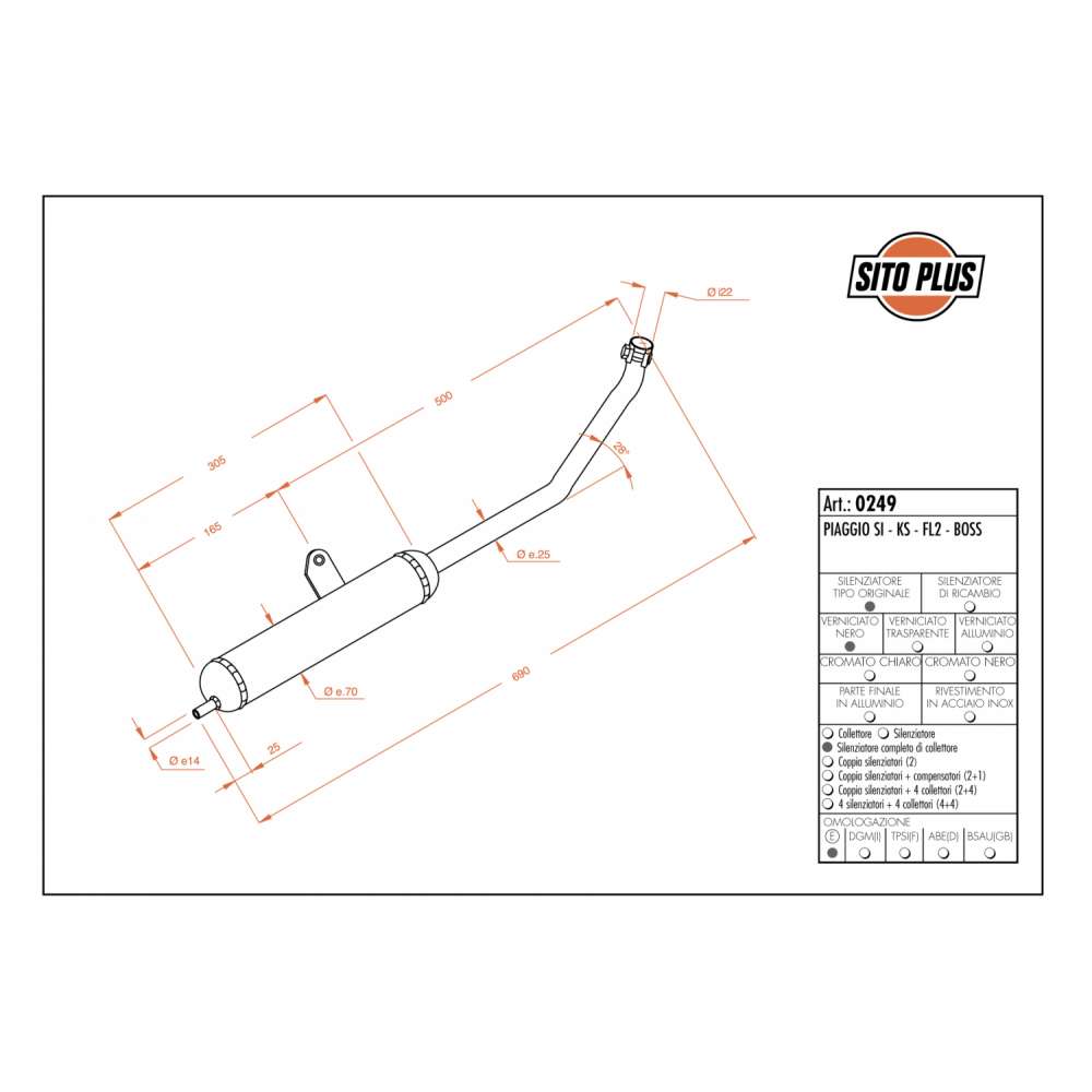 LeoVince SITOPLUS 0249 — PIAGGIO SI/KS/FL2/BOSS