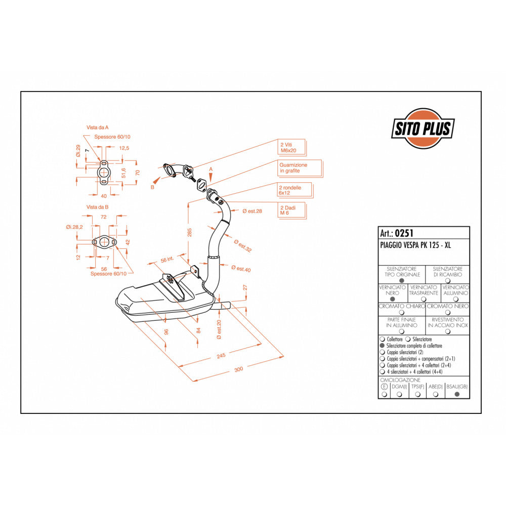 LeoVince SITOPLUS 0251 — VESPA PK 125/125 XL