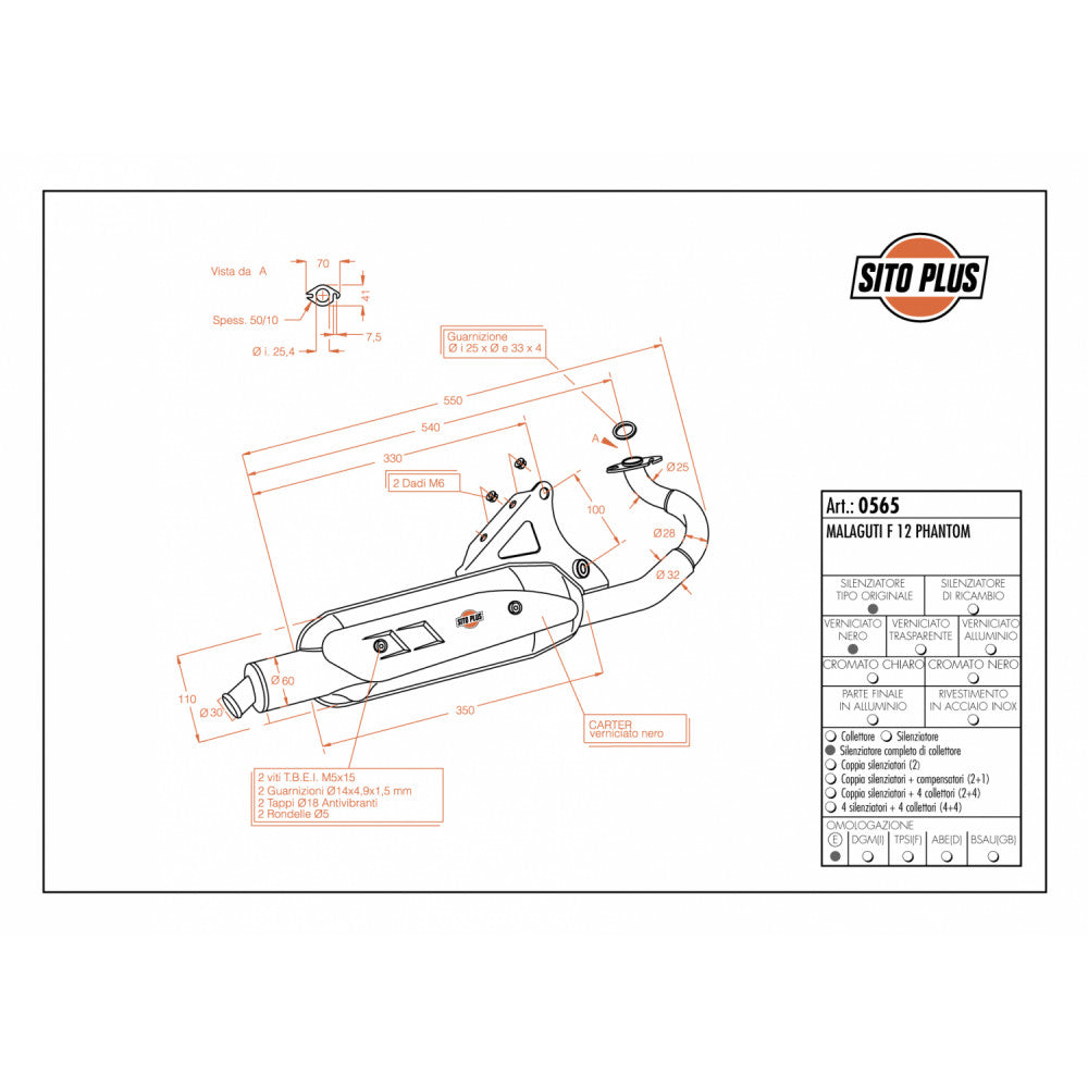 LeoVince SITOPLUS 0565 — MALAGUTI F12 PHANTOM air/liquid cooled 1994 - 1998