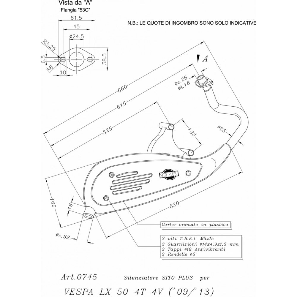 LeoVince SITOPLUS 0745 — VESPA LX 50 4T 4 VALVES 2009 - 2014