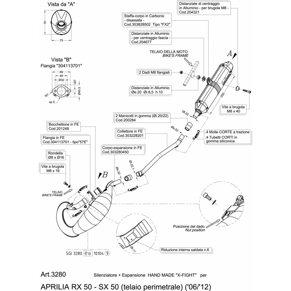 LeoVince X-FIGHT 3280 — APRILIA RX 50 perimeter frame 2005 - 2015