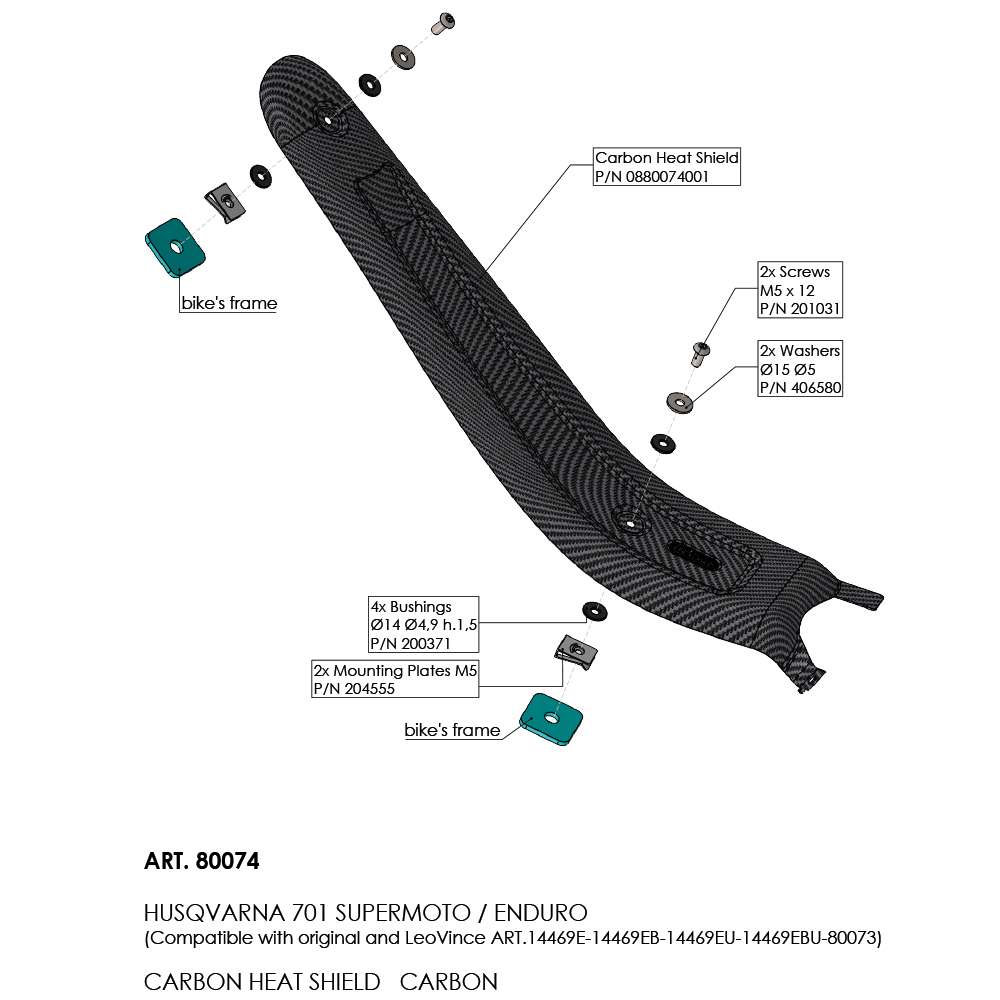 LeoVince HEAT SHIELD 80074 — HUSQVARNA 701 SUPERMOTO 2025 - 2026
