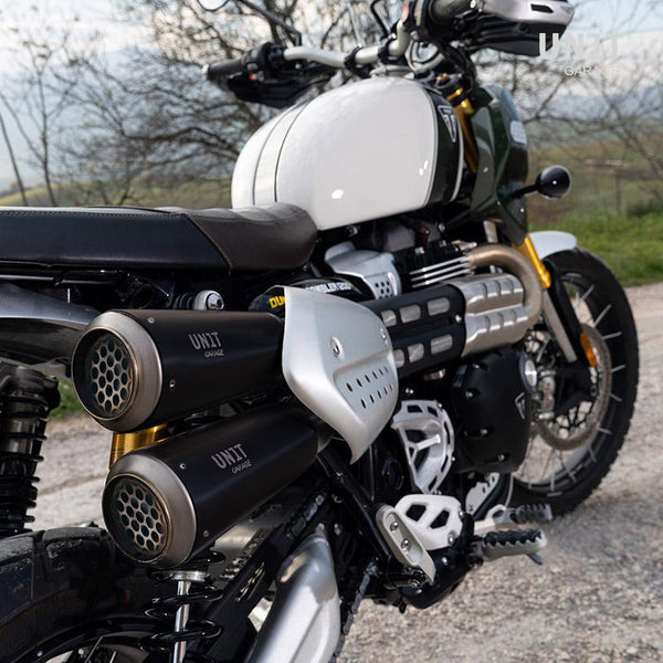 Unit Garage 3133+3134 Triumph 1200XC & XE Headpipe without catalitic converter in inox
