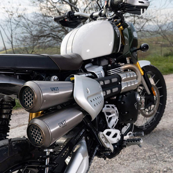 Unit Garage 3133+3134 Triumph 1200XC & XE Headpipe without catalitic converter in inox