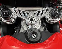 MOTOCORSE Billet Aluminium steering top triple yoke Ducati Panigale V4 2025 OEM 53mm. front forks Colore - Argento