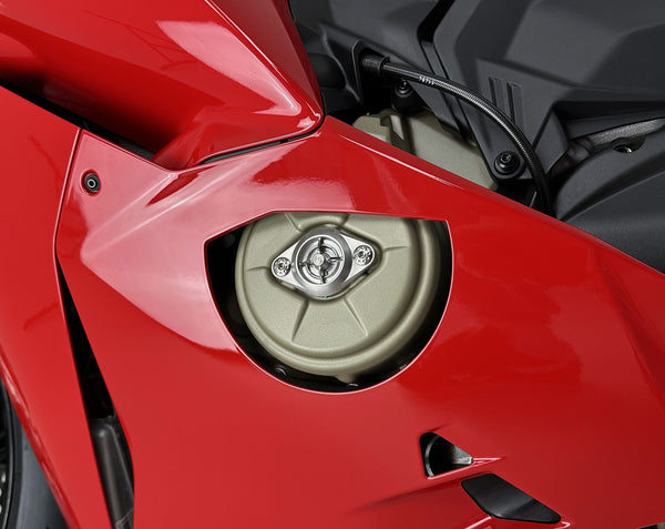 MOTOCORSE "New style" Titanium phase control cover with Titanium screws - Ducati V4 3