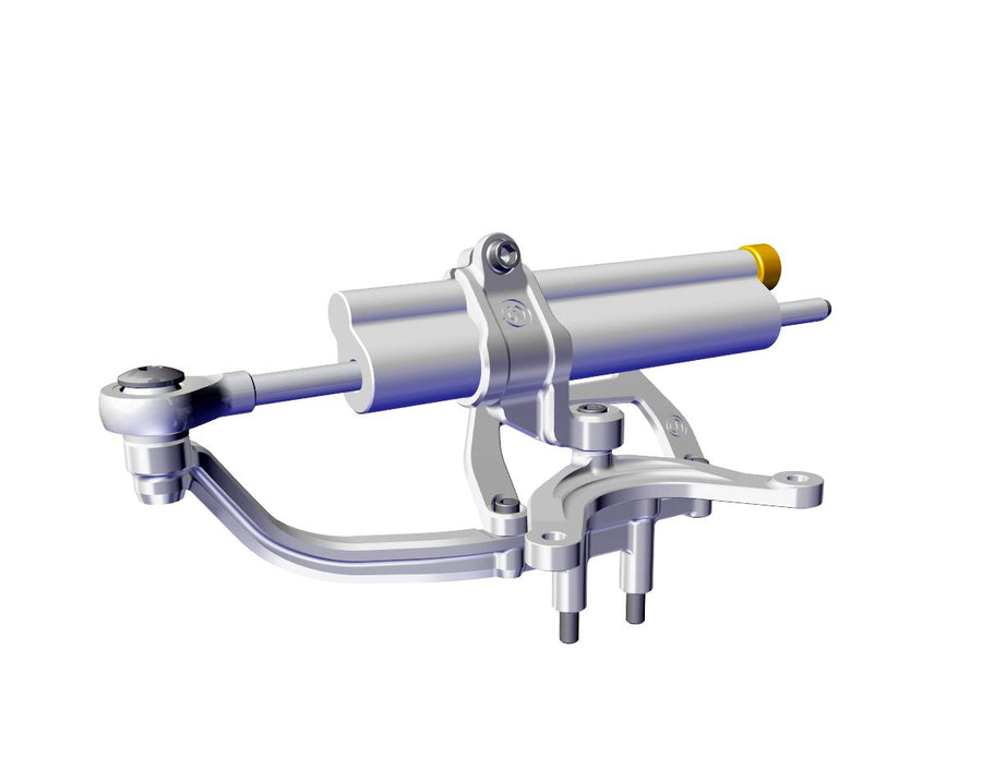 MOTOCORSE Complete Ohlins steering damper kit MV Agusta Superveloce 800 (with linear damper and supports) Colore supporto - Argento, Colore ammortizzatore Ohlins - Grigio 1