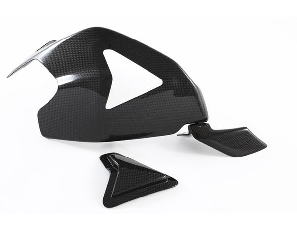 MOTOCORSE Swingarm guard with slider and shark fin Trama del carbonio e finitura superficiale - 2