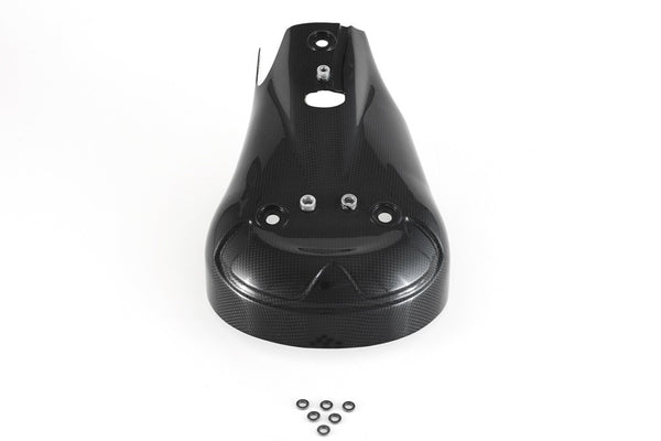 MOTOCORSE EXHAUST PROTECTOR OEM - DUCATI STREETFIGHTER V2 (2022 - 2024 ) Trama del carbonio e finitura superficiale - 200P – Plain Lucido 1