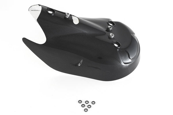 MOTOCORSE EXHAUST PROTECTOR OEM - DUCATI STREETFIGHTER V2 (2022 - 2024 ) Trama del carbonio e finitura superficiale - 200P – Plain Lucido 2
