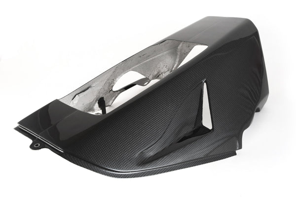 MOTOCORSE Bellypan for Akrapovic underseat exhaust Trama del carbonio e finitura superficiale - 2