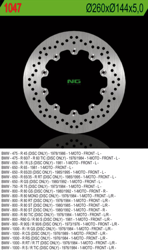 NG BRAKES NG1047 brake disc