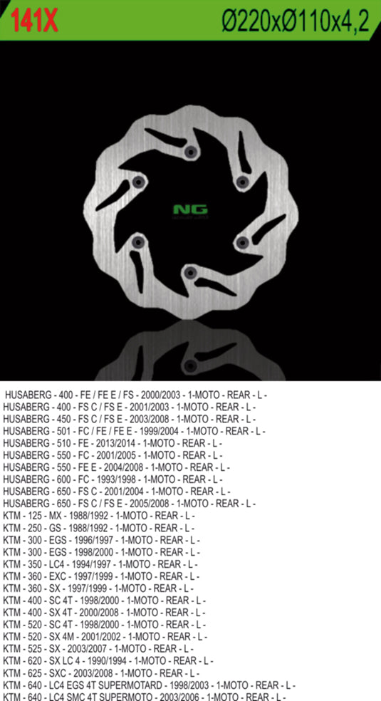 NG BRAKES NG141X brake disc
